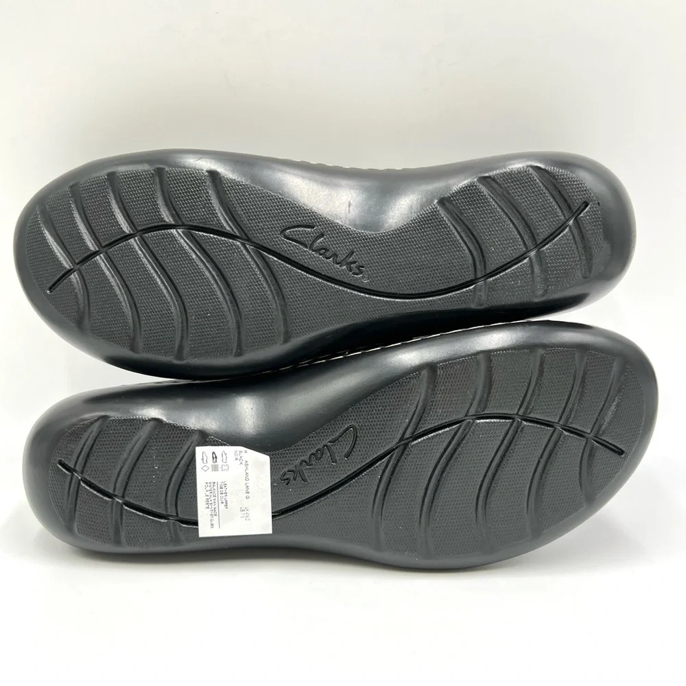 7N 7 N NARROW Clarks Women's Ashland Lane Q Black Leather Slip On Loafers Shoes‎